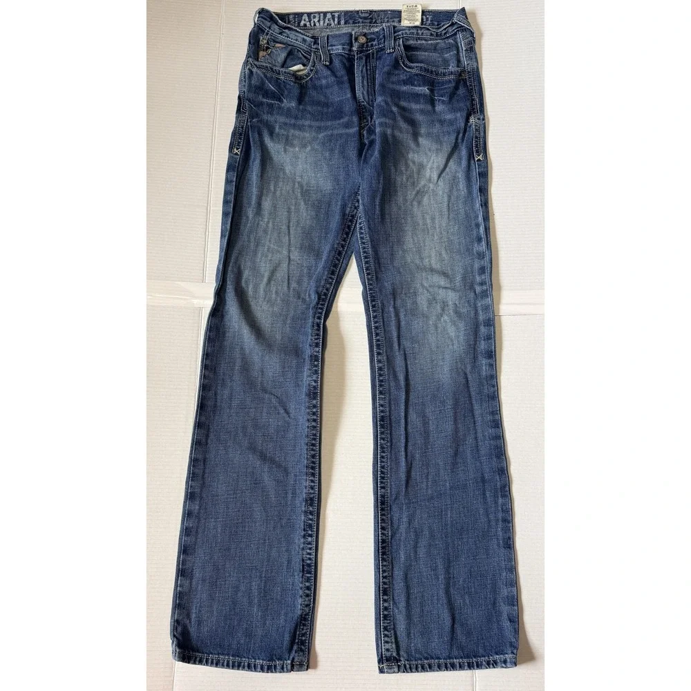 ARIAT M4 - Men's Jeans - Low Rise Bootcut Western Cowboy Blue Denim - 34x38